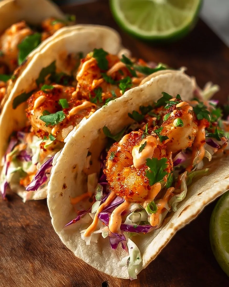 Simple Bang Bang Shrimp Tacos With Slaw