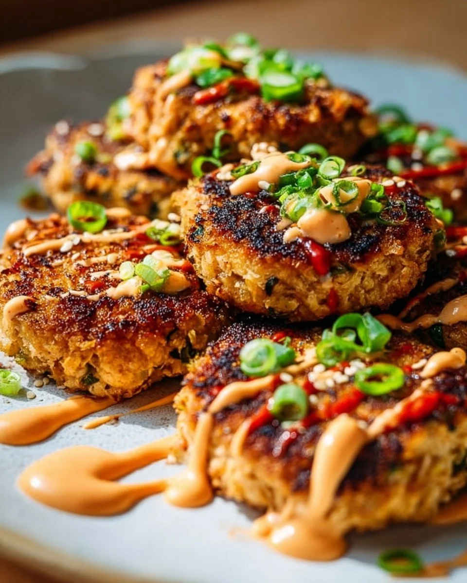 Easy Asian Tuna Cakes with Spicy Sriracha Mayo
