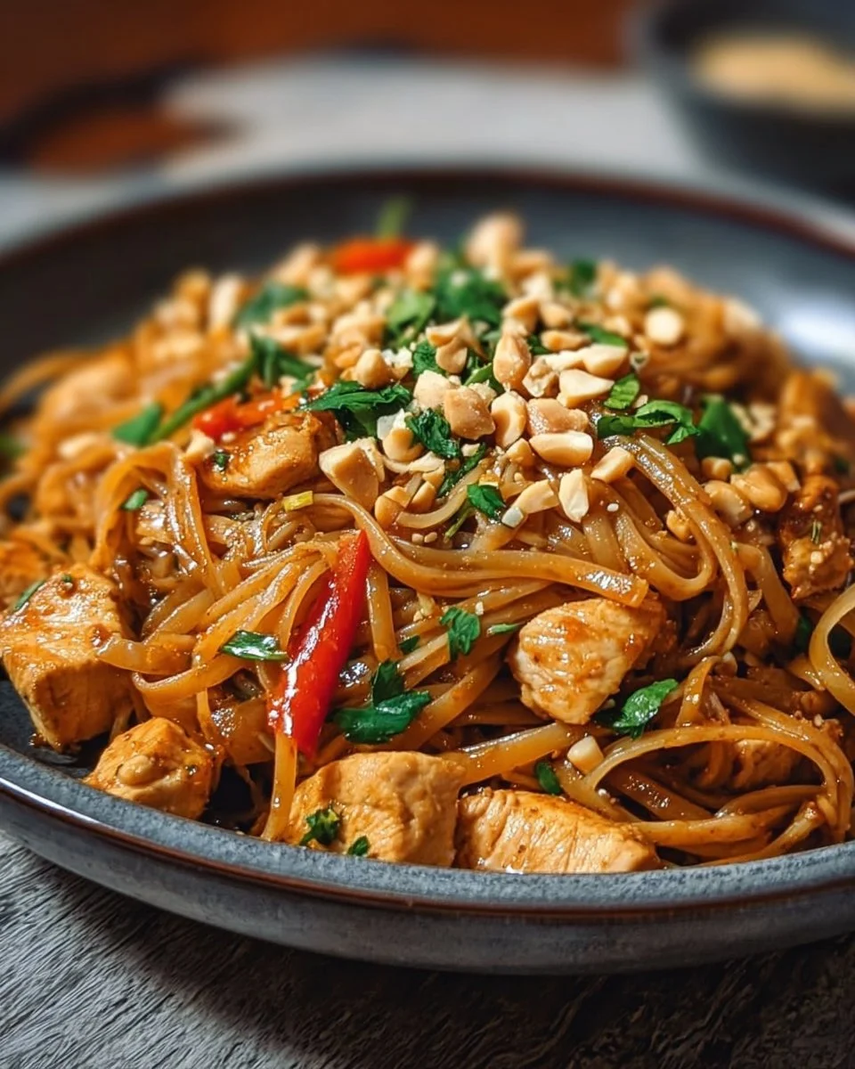 Spicy Thai Peanut Noodles with Chicken